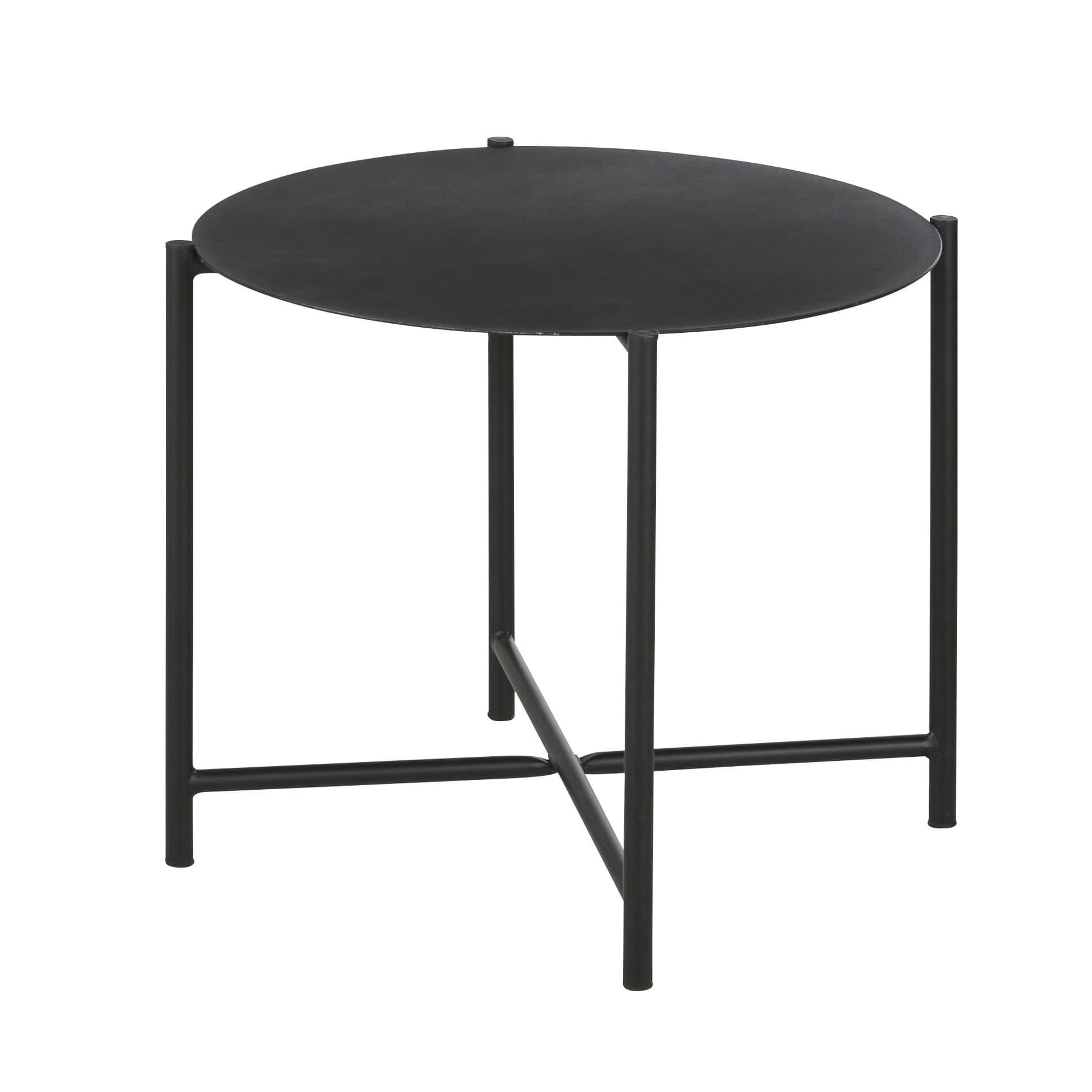 Calum - Table basse de jardin ronde en acier noir D54