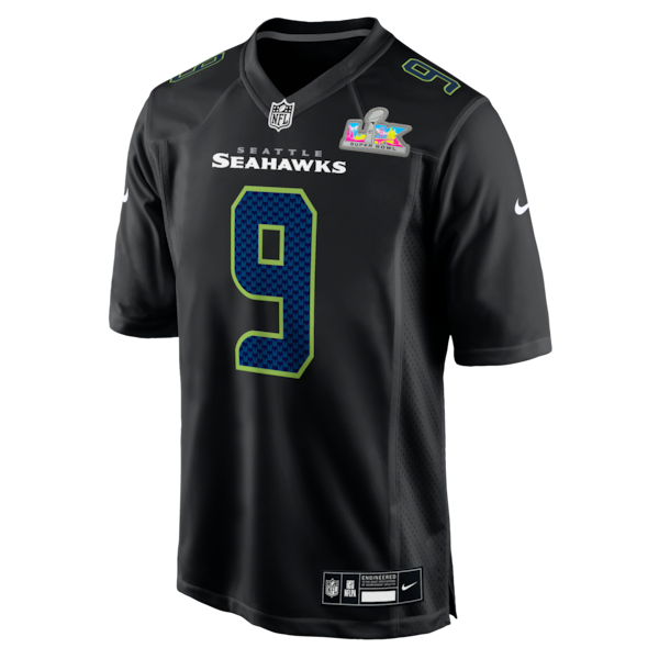 Men's Seattle Seahawks Kenneth Walker III Nike Black Super Bowl LX Patch Carbon Fashion Game Jersey