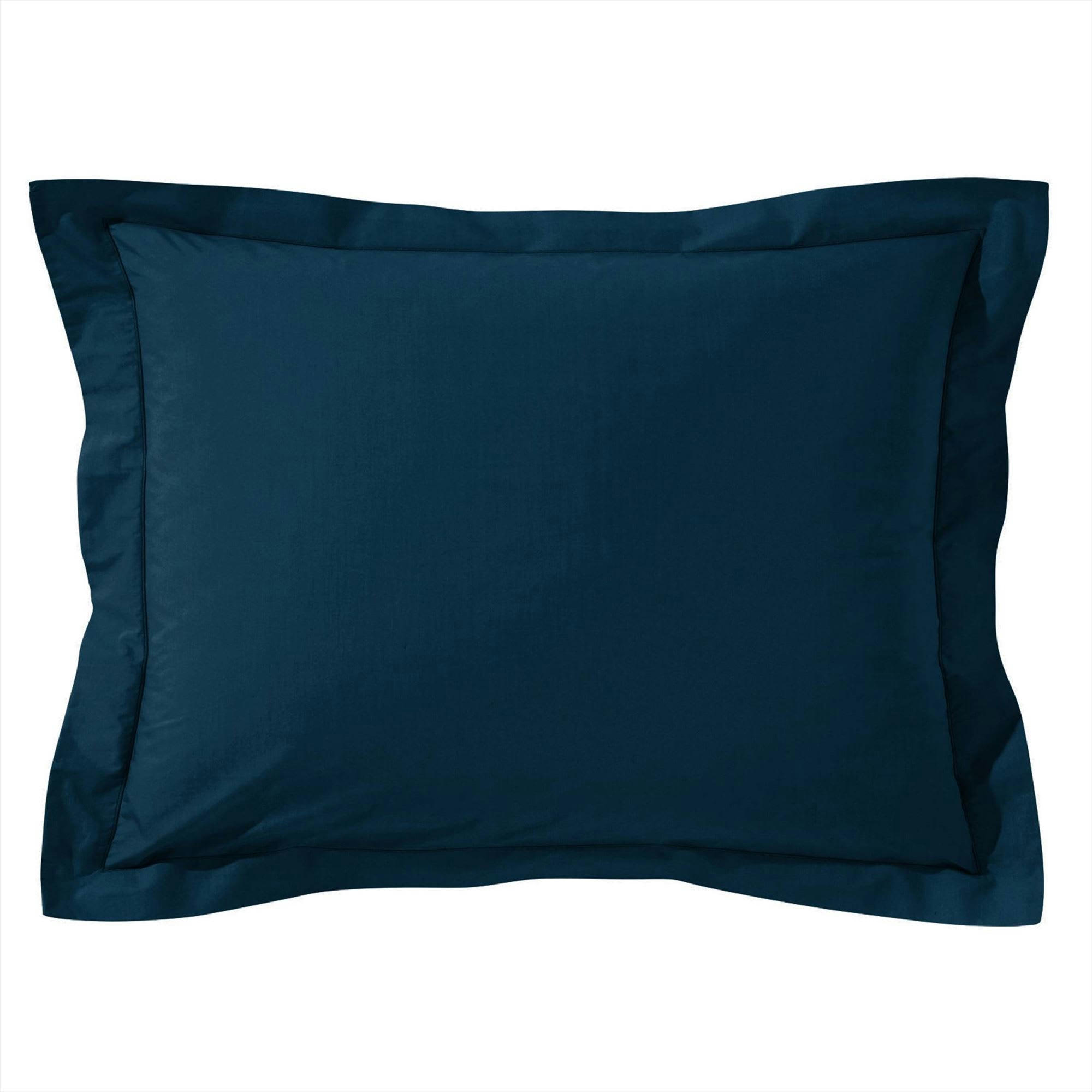 COTON UNI LAURÉAT - Taie volant 63x63 bleu marine en coton