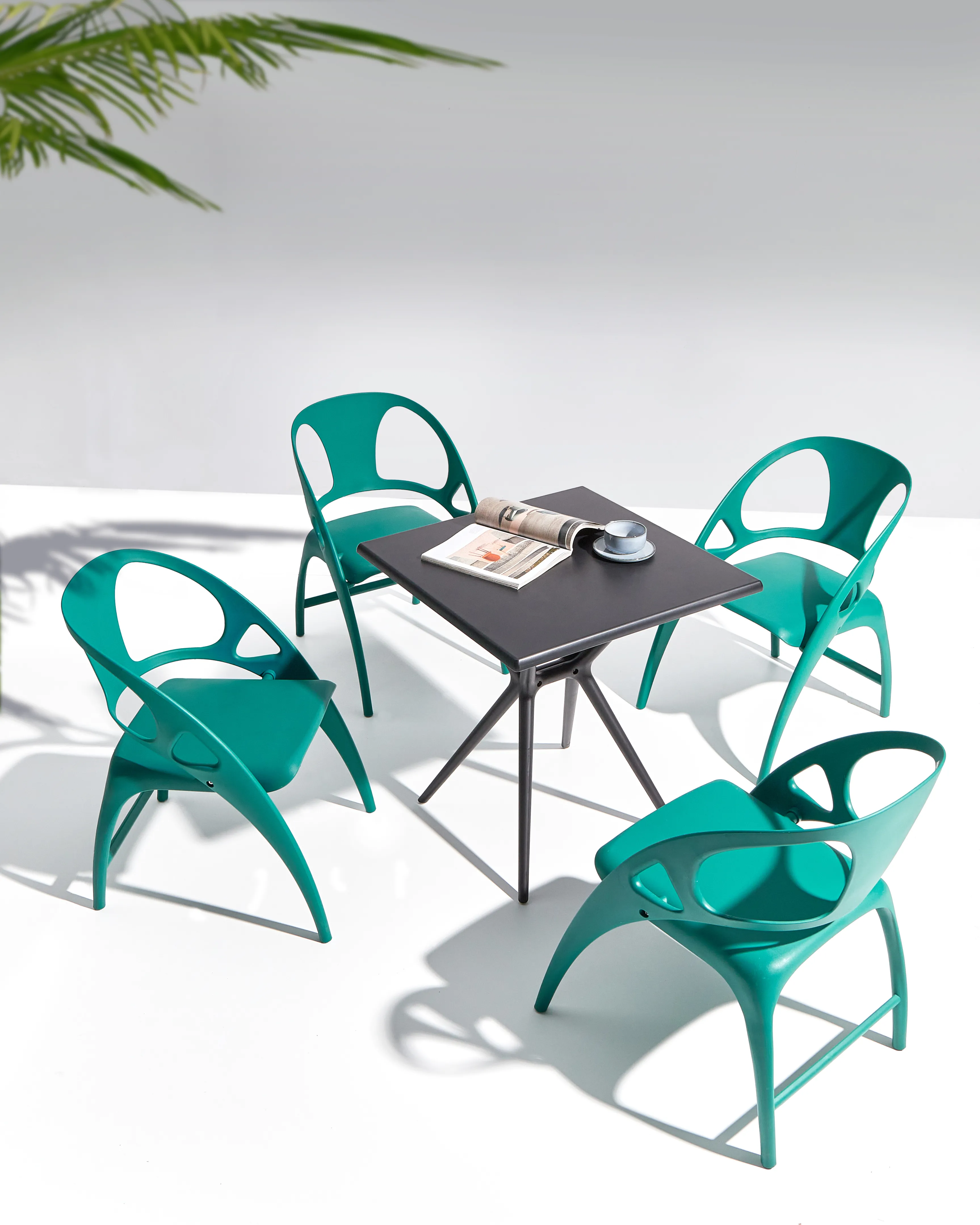 Set of 4 Garden Chairs NEMI Folding Teal