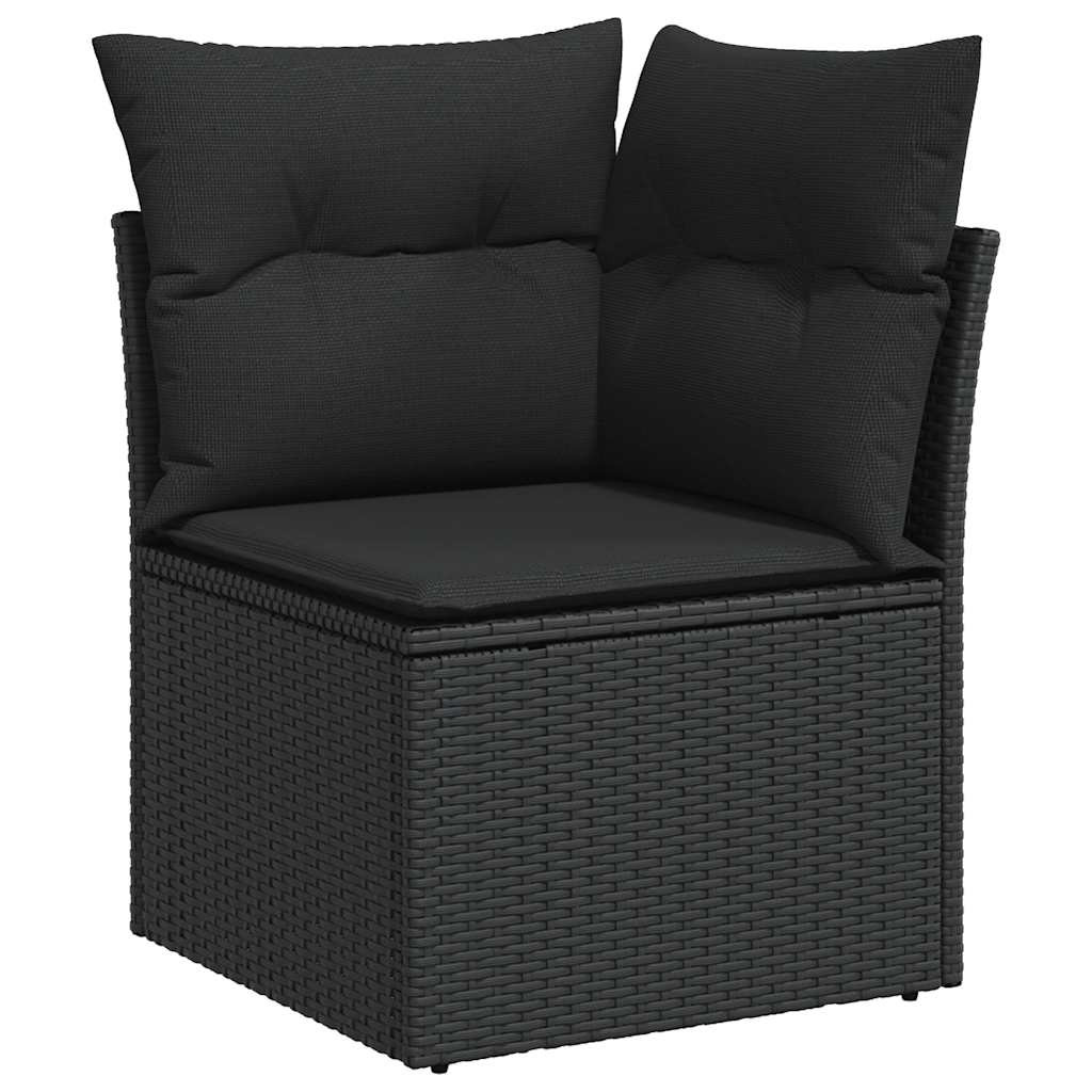 Sofa Ogrodowa Czarna z Poduszkami Fotel Siedzisko Na Taras Balkon