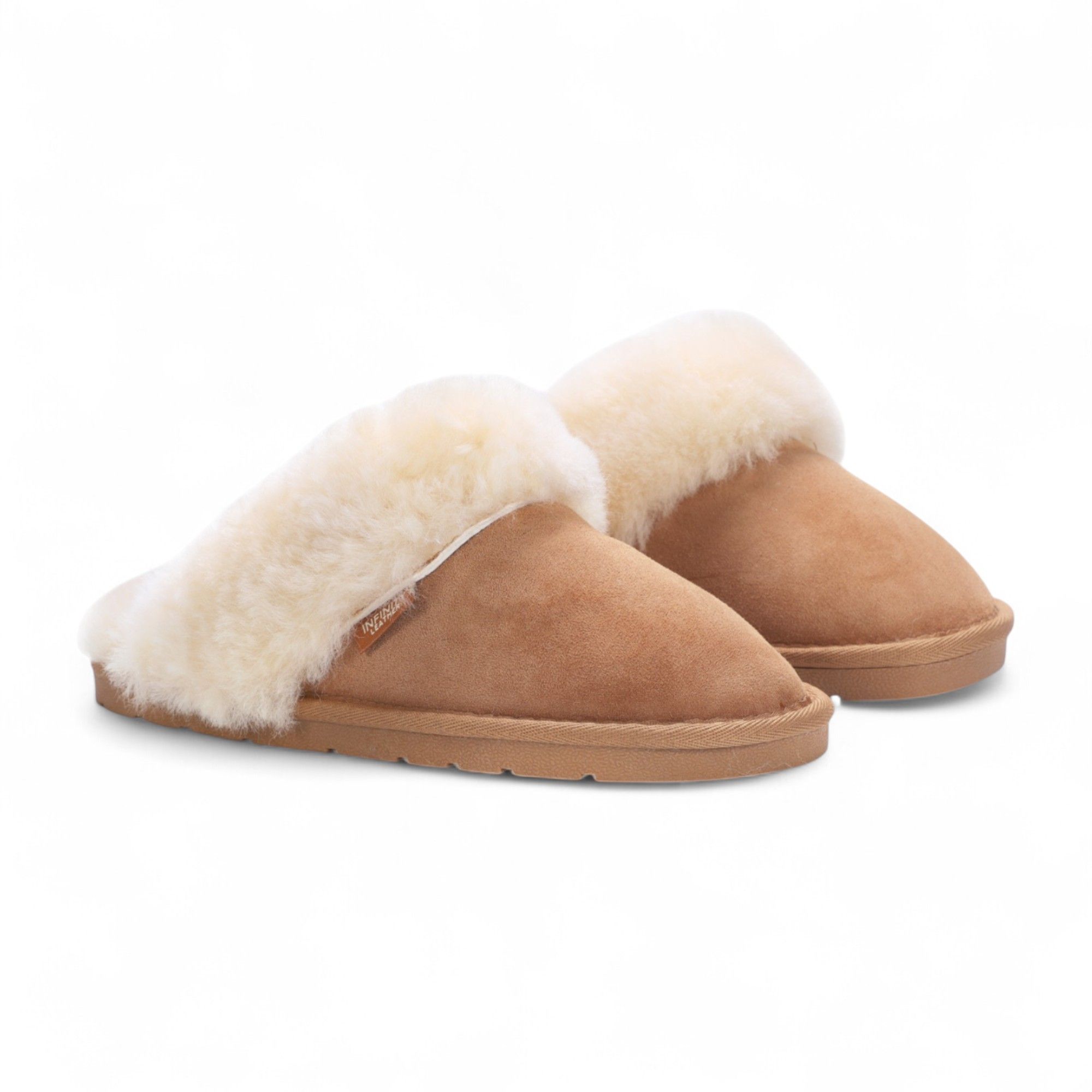 Infinity Leather Genuine Sheepskin Suede Mule Winter Slippers - Luna