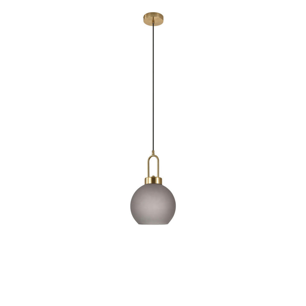LUTON - Suspension ronde en verre gris fumé