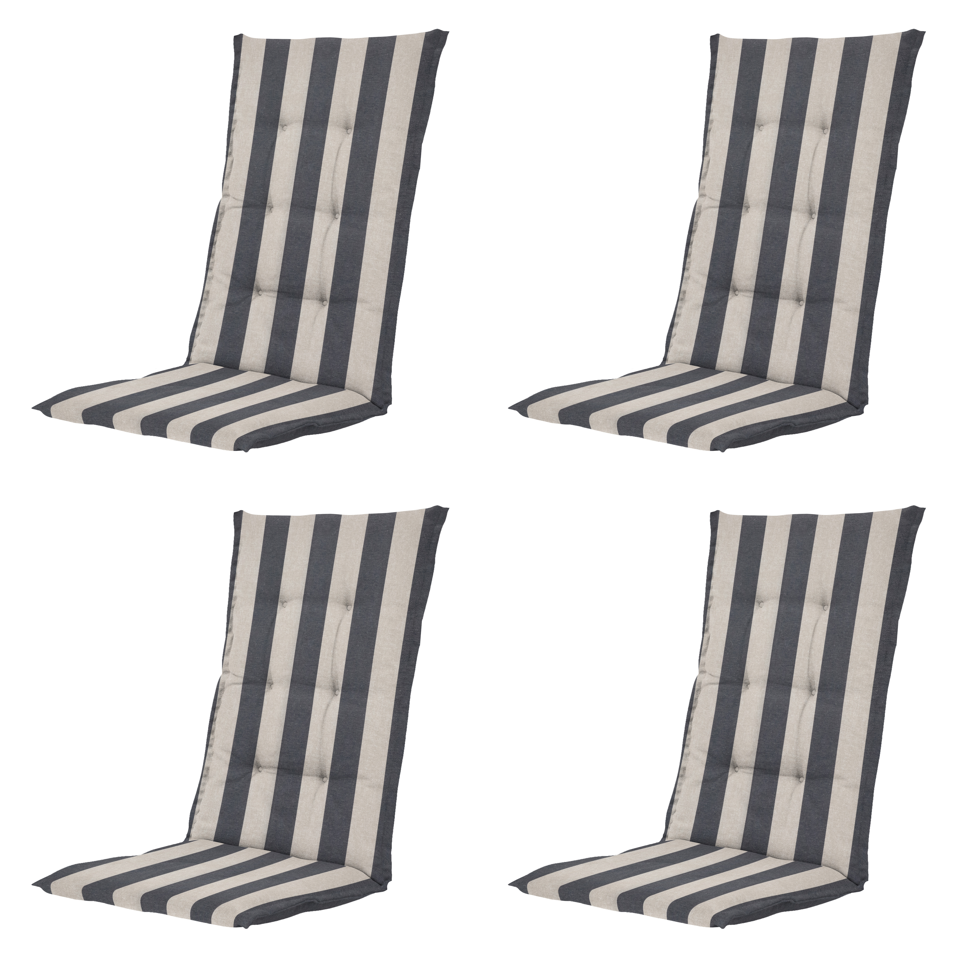 Madison tuinstoelkussen hoge rug Amora - grijs - 123x50x5cm - set van 4
