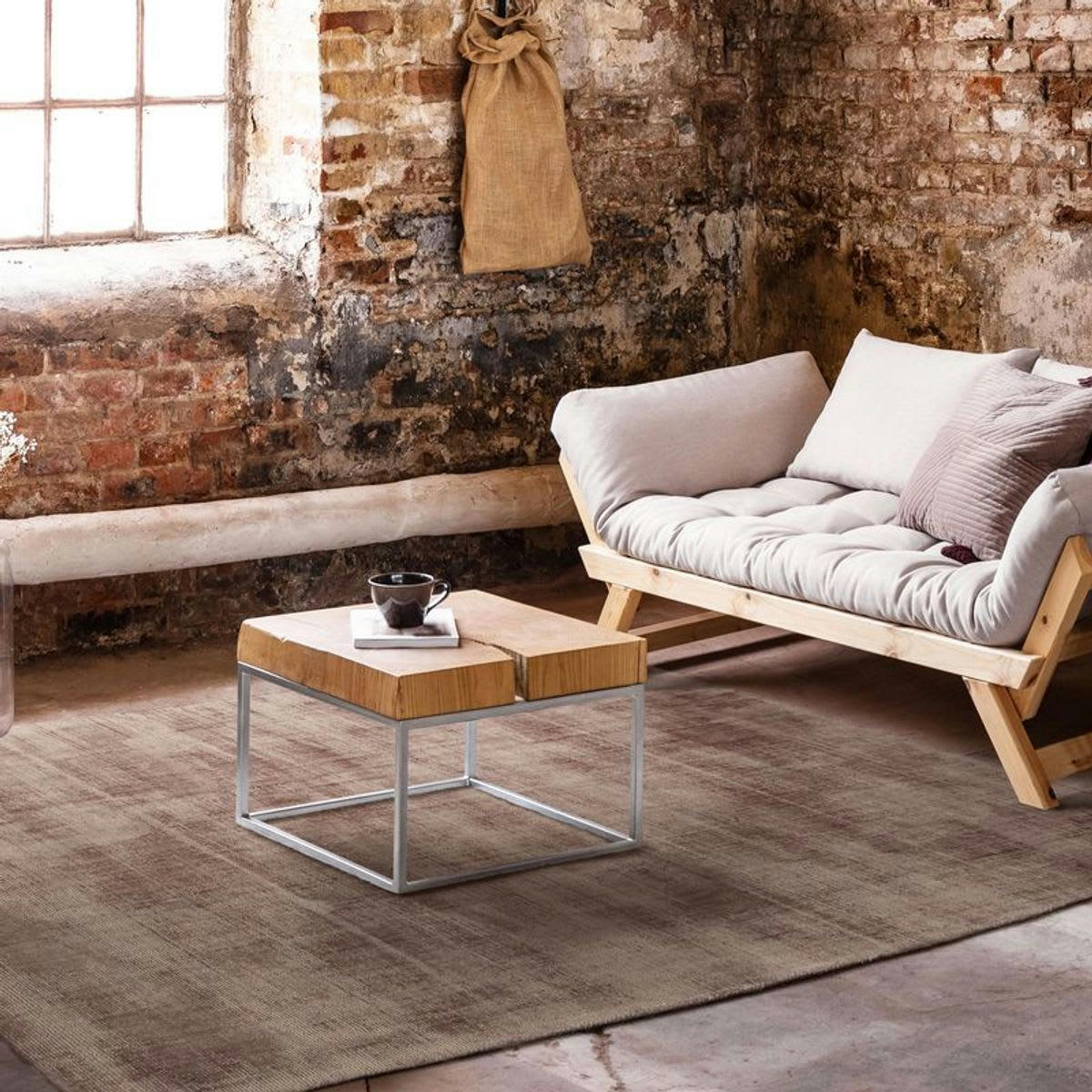 SANTAL - Tapis aspect velours taupe 160x230