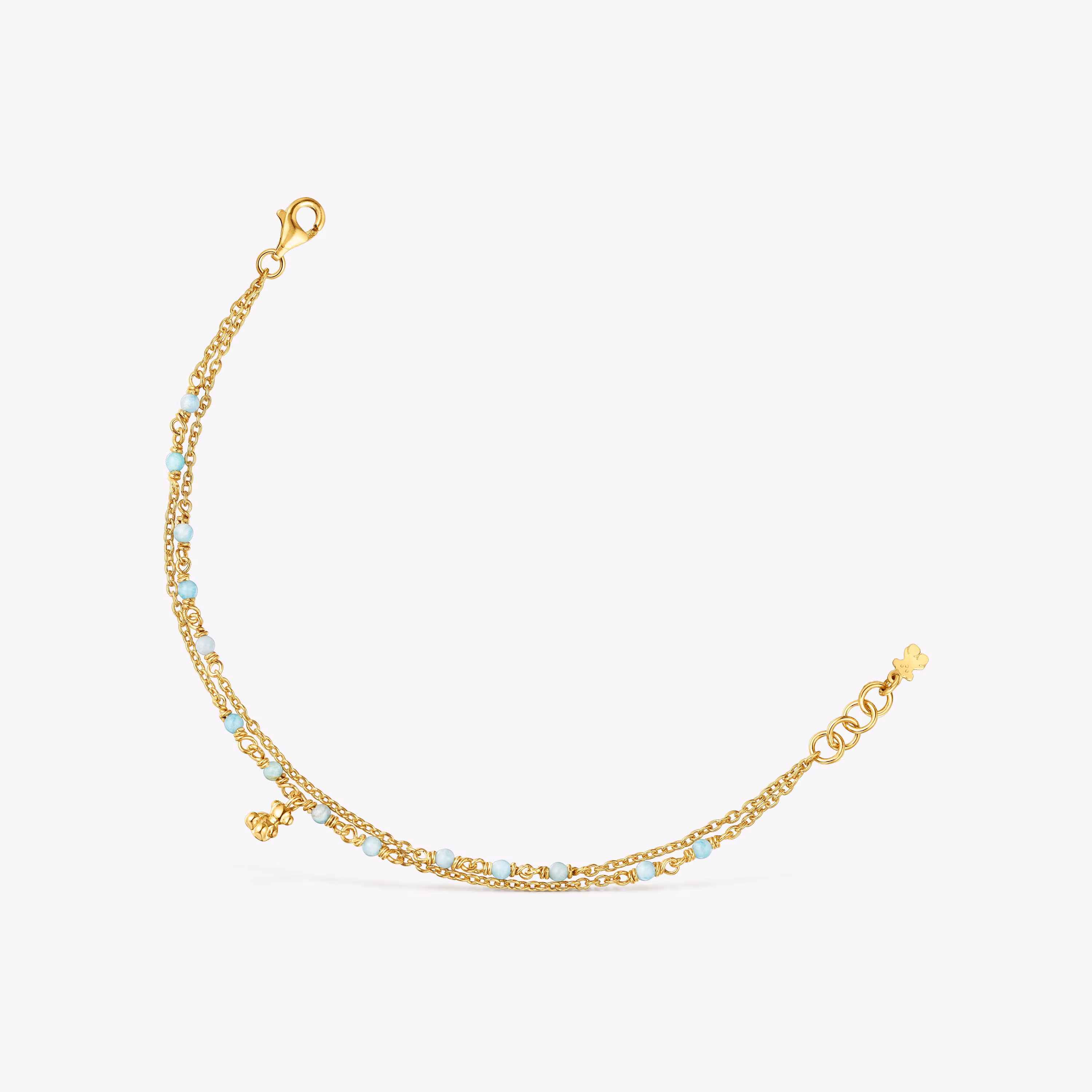 Pulsera con baño de oro 18 kt sobre plata y amazonita Bold Bear