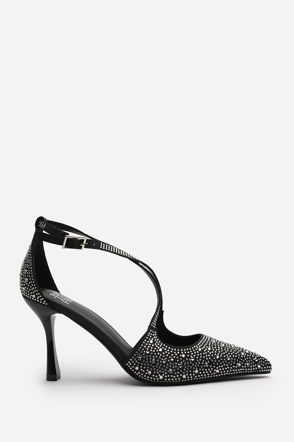 Where's That From Kennedy' Strappy Pointed Toe High Heels with Rhinestone Embellishments