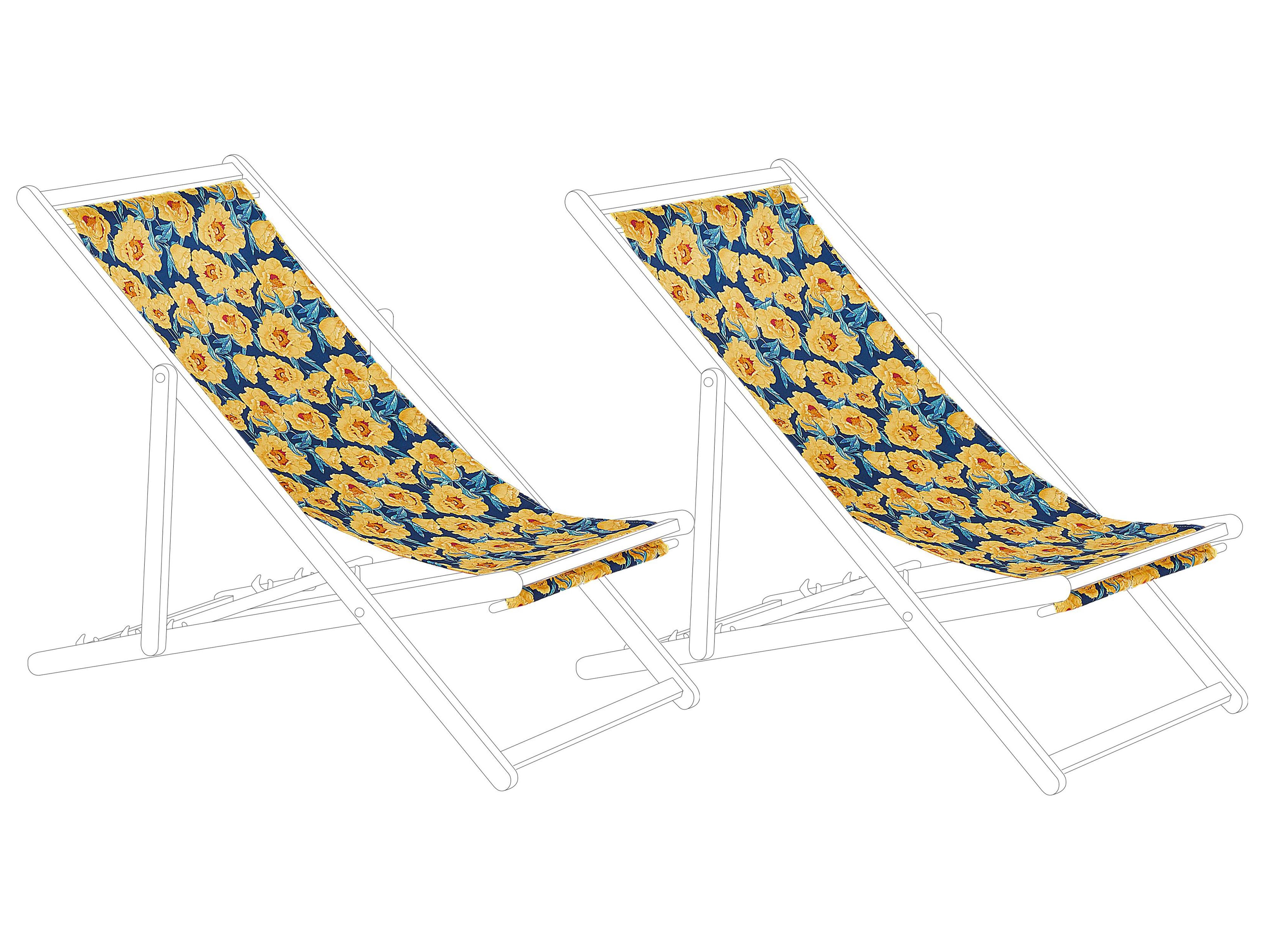 Set of 2 Sun Lounger Replacement Fabrics ANZIO/AVELLINO 113 x 44 cm Multicolour