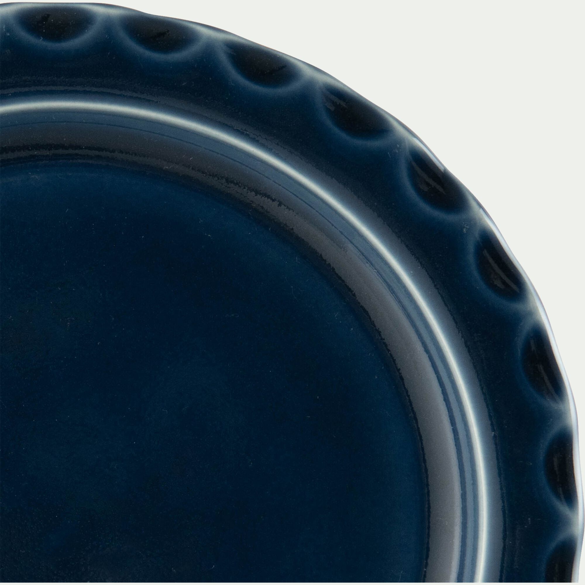 ABILIO - Assiette à dessert ondulée en grès D21cm - bleu