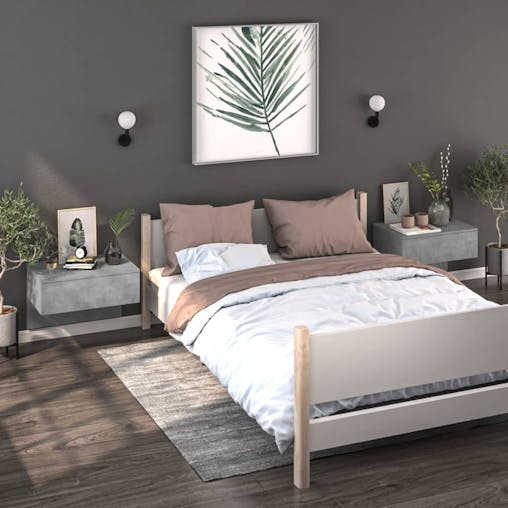 NNEVL Wall-mounted Bedside Cabinet Concrete Grey