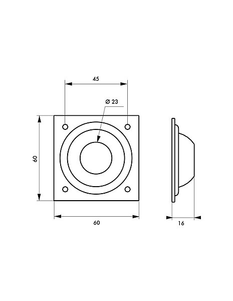 Entrée à cuvette pour verrou, diamètre 23mm, laiton chromé - THIRARD