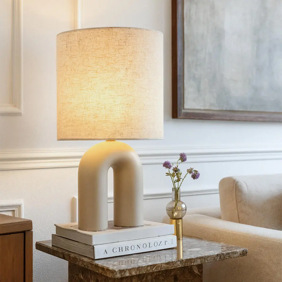 Qazqa tafellamp lotti beige e27