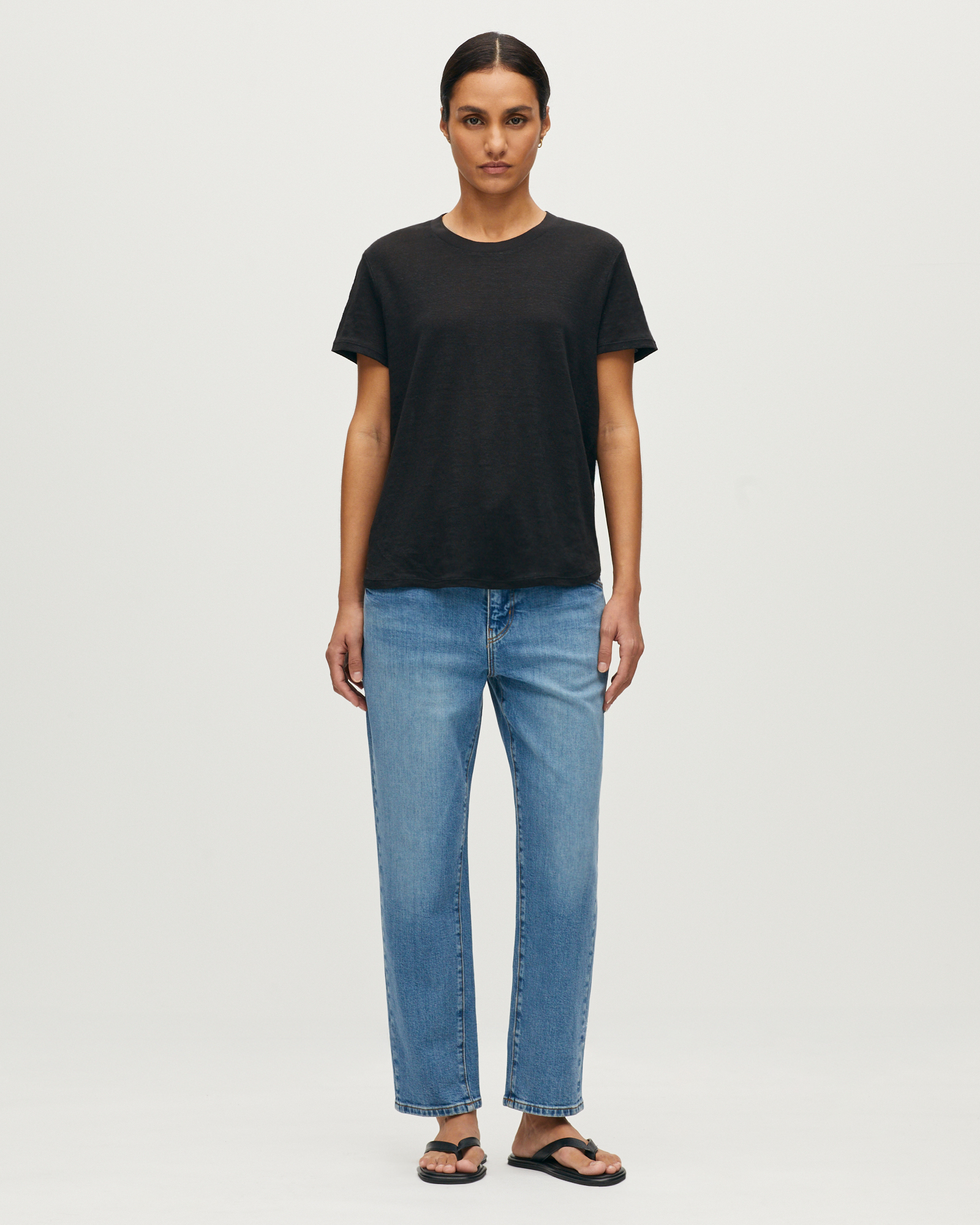 T-shirt col rond en lin AMANDINE