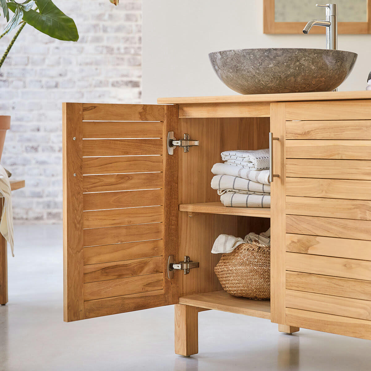 SOHO - Meuble sous vasque en teck massif 85 cm