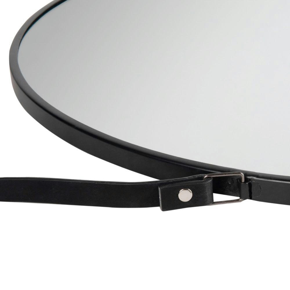 CODY - Miroir rond en métal noir D55