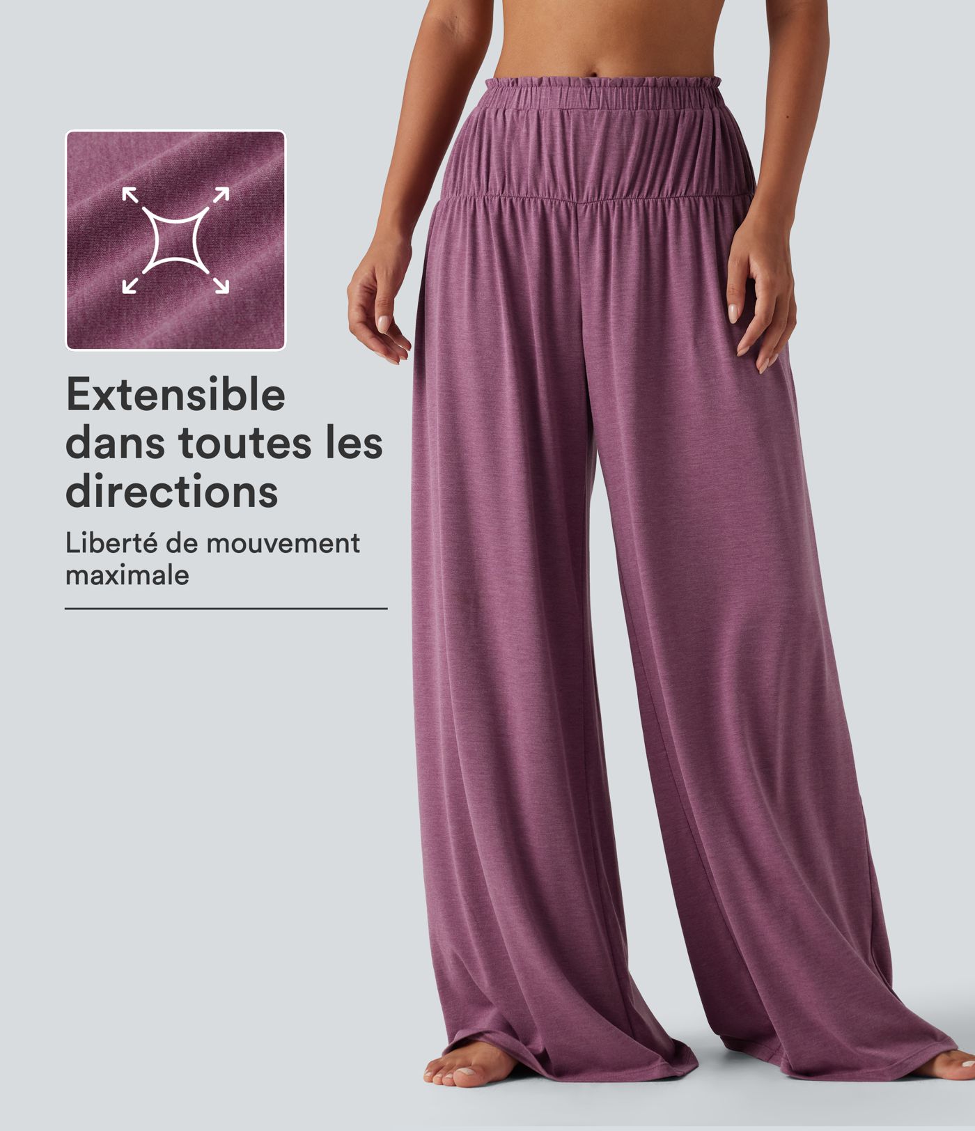 Pantalon de yoga baggy oversize taille mi-haute à ceinture plate avec poches
