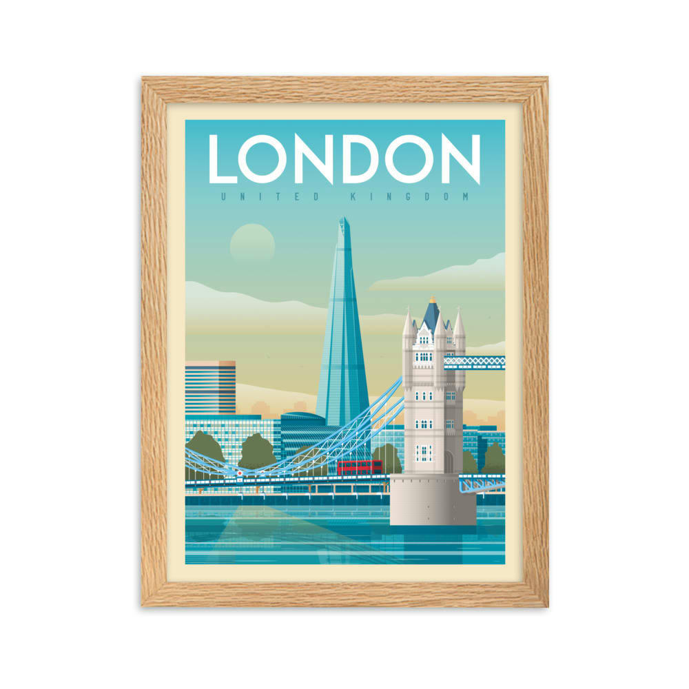 - Affiche Londres Tower Bridge avec Cadre (Bois) 21x29,7 cm