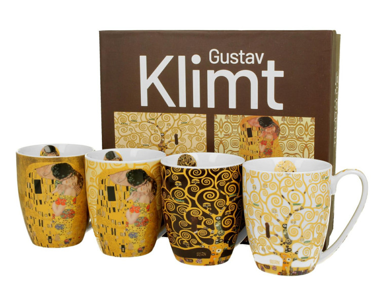 Zestaw 4 Kubków Klimt 350 ml do Kawy Herbaty Napoi