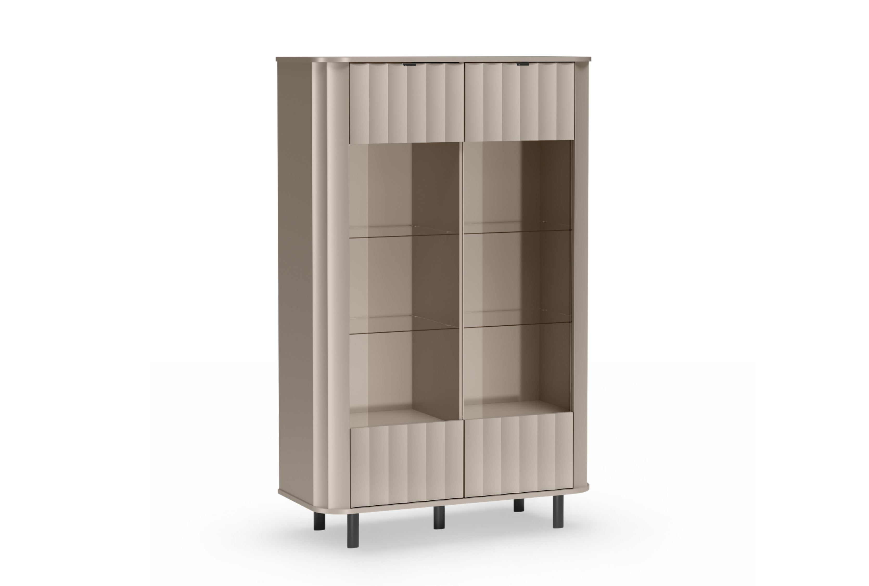 Witryna NUVIA niska clay grey przeszklona 4 półki