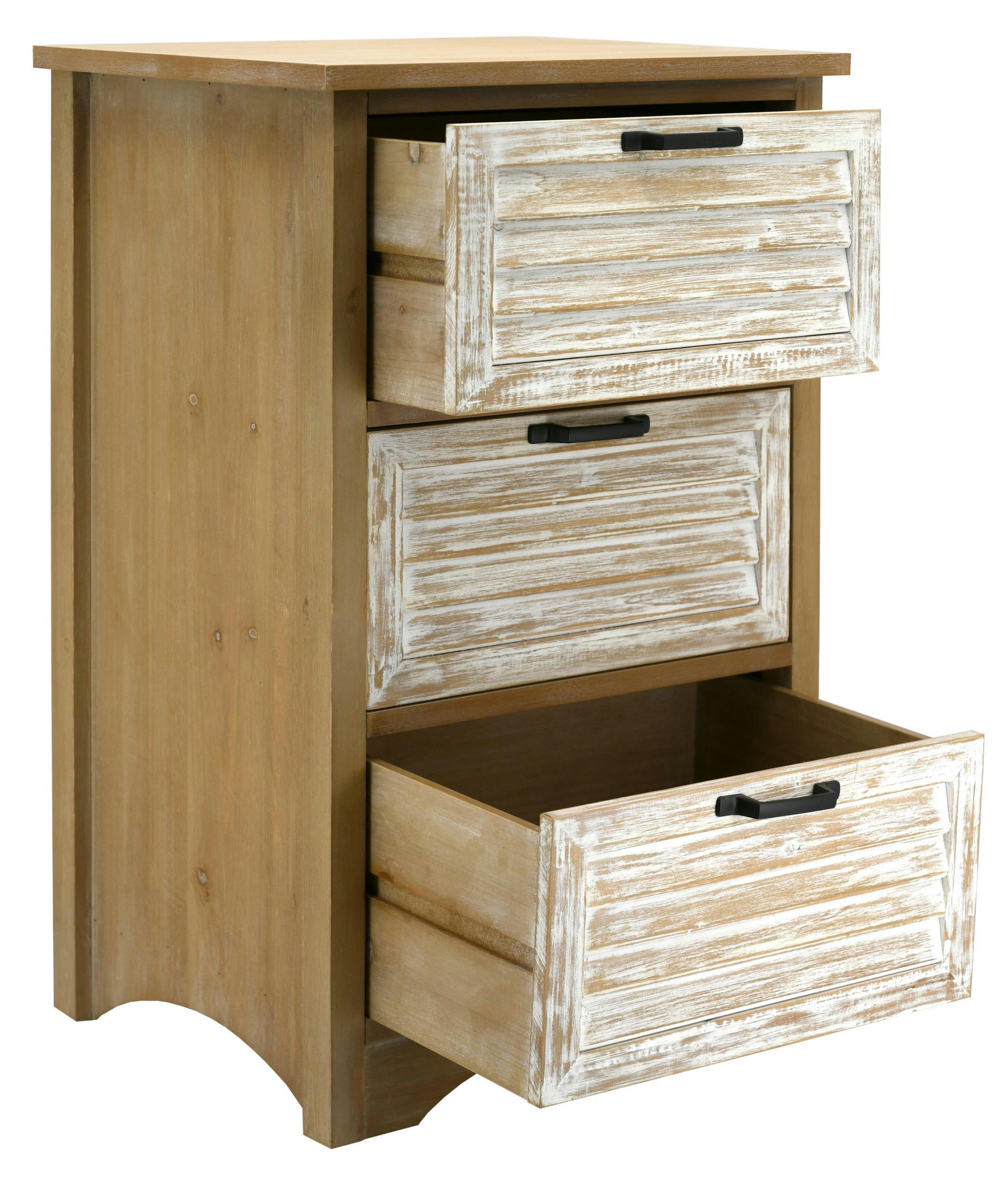 - Commode en bois naturel et cérusé ancenia