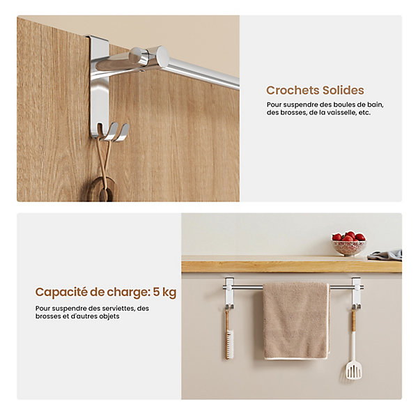 EMKE Porte-Serviettes Télescopique SUS201, 100x100x630mm, Finition Polie électrolytique, Distance Ajustable 400-635mm