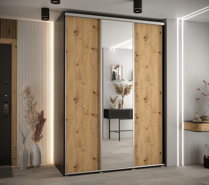 Szafa przesuwna 60 wysoka Davos 3 170 czarny artisan srebrny