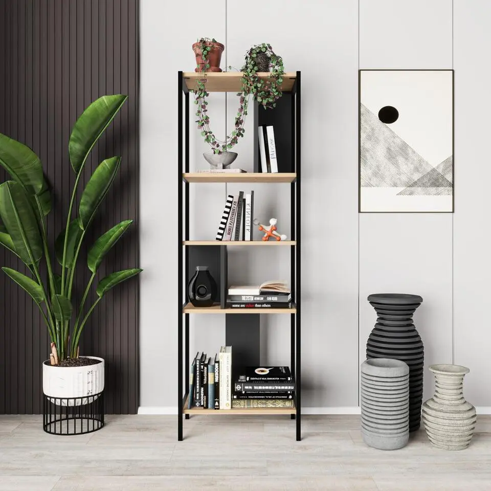 CaliCosy - ALABAMA Boekenkast - Licht hout - 35x58x175 cm