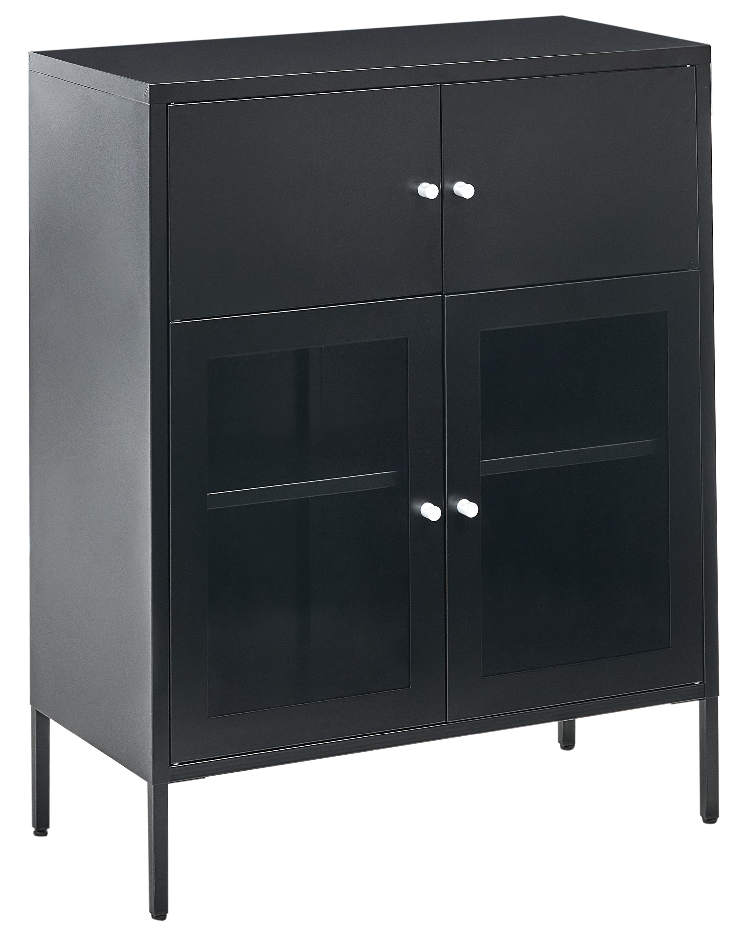 Glass Display Sideboard ESHOLT Metal 80 cm Black