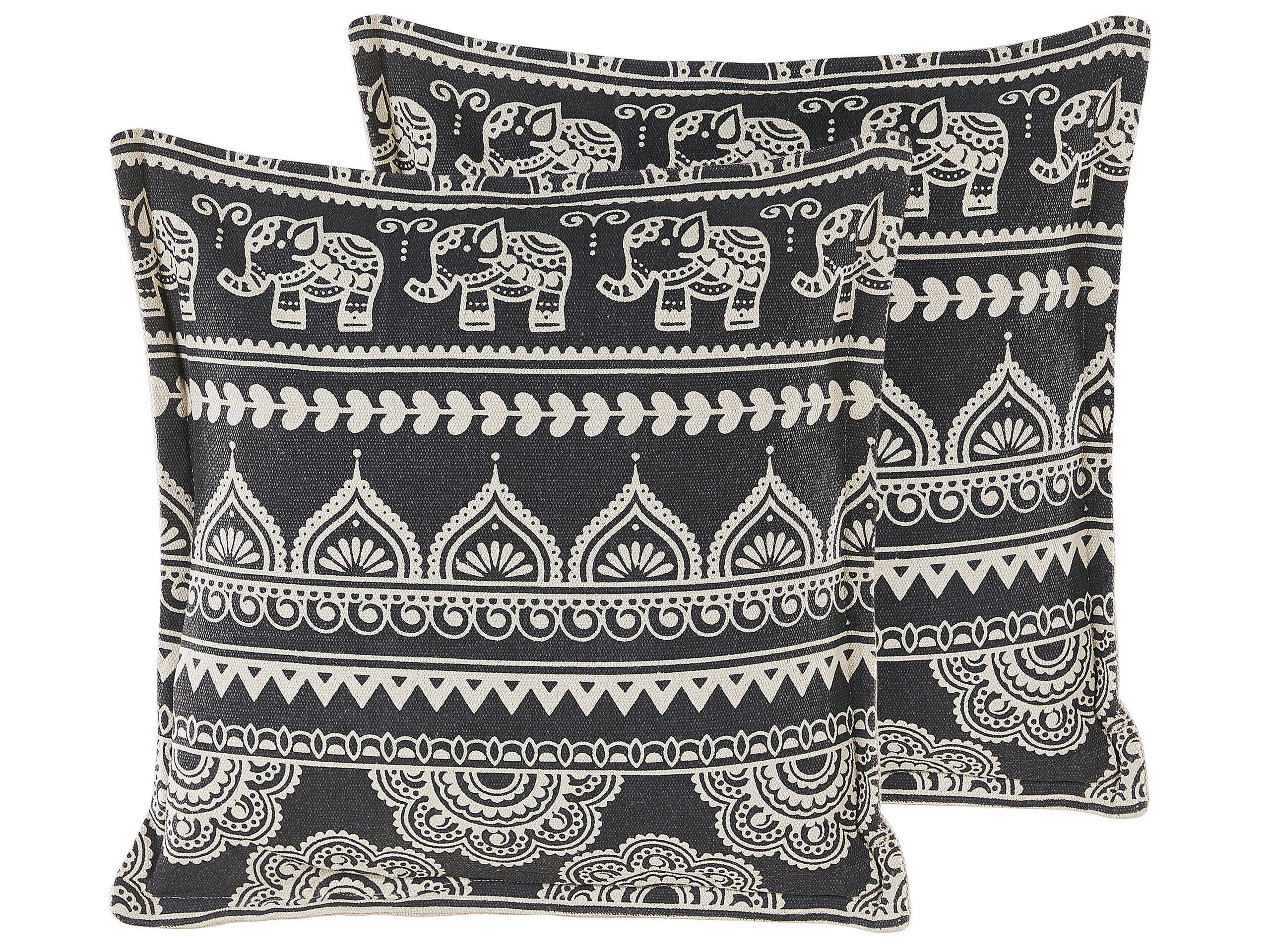 ATABAGI - Lot de 2 coussin décoratifs en tissu noir 45x12cm