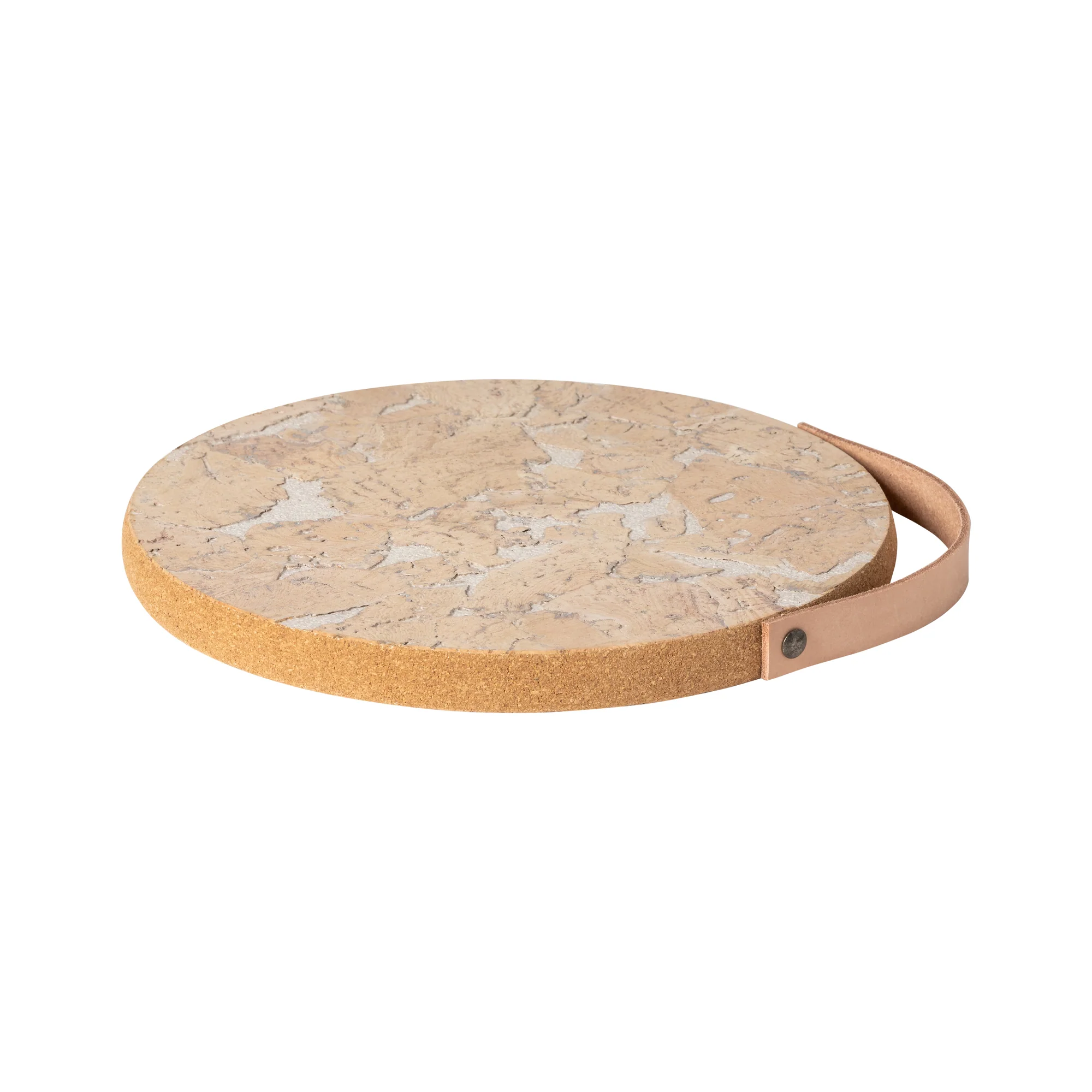 Mid Size Cork Trivet with Leather Handle Cork