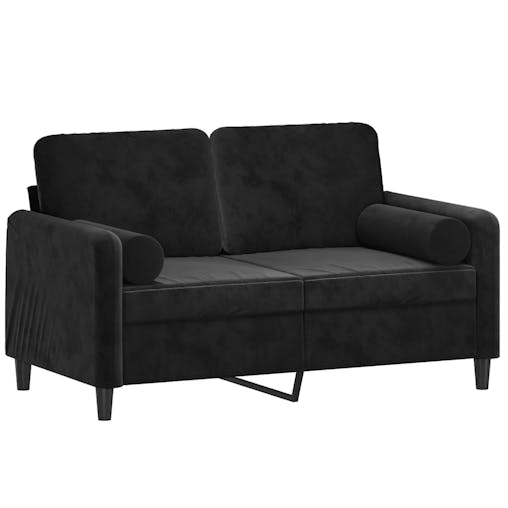 NNEVL 2-Seater Sofa with Throw Pillows Black 120 cm Velvet