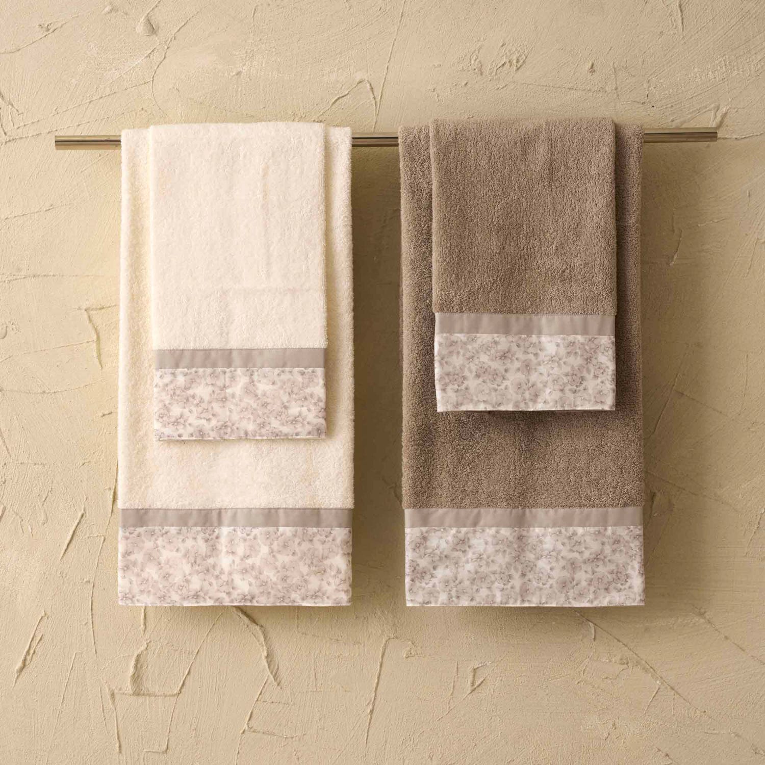 Set 4 asciugamani Primula marrone Biancoperla