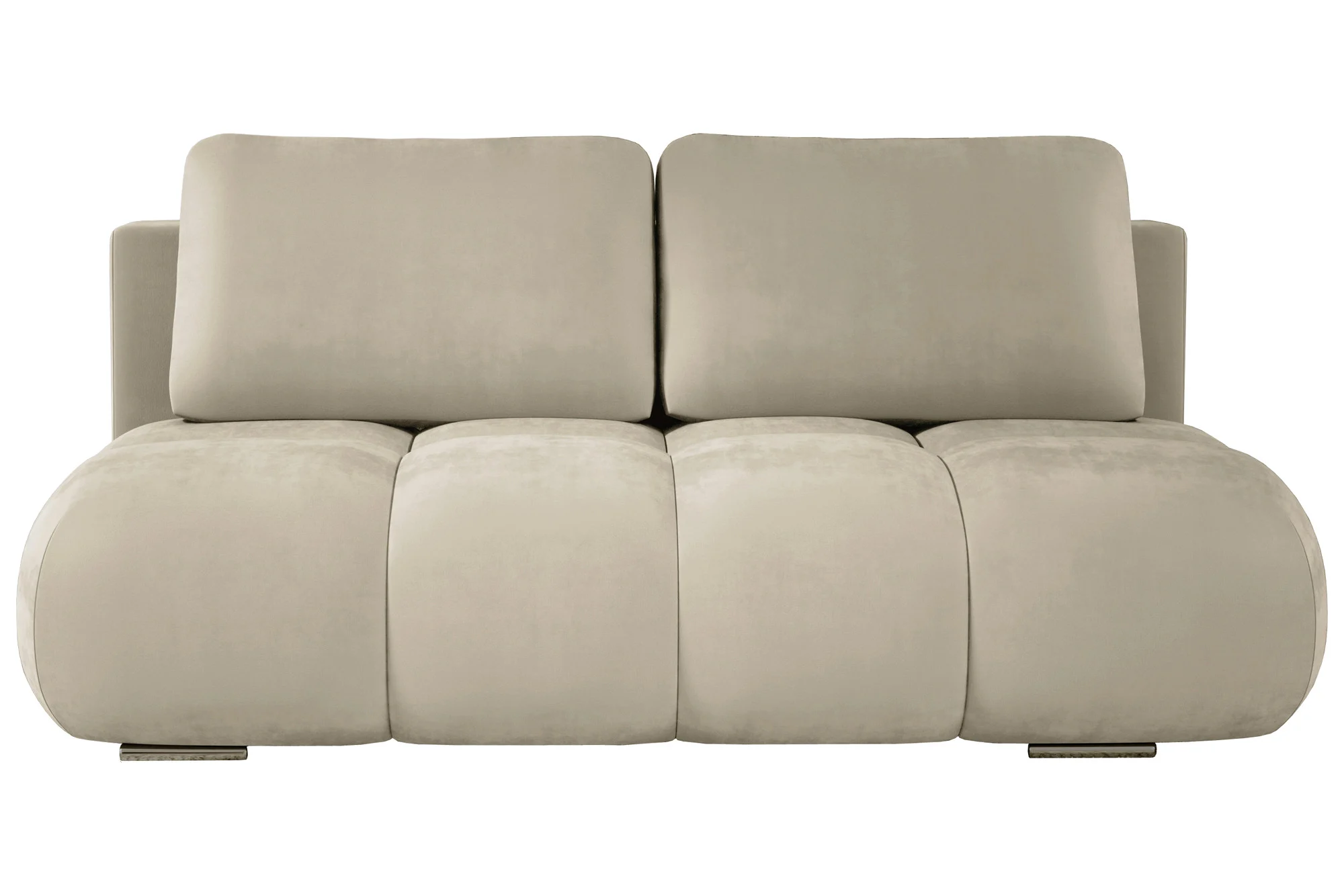 Beżowa sofa do salonu z funkcją spania MISTY oraz pojemnikiem pikowana