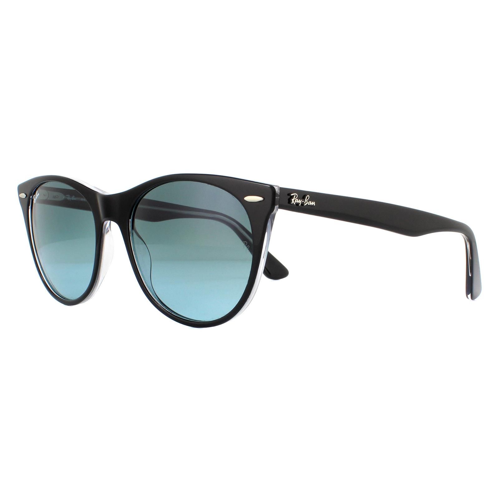 Ray-Ban Round Black on Crystal Blue Gradient Sunglasses