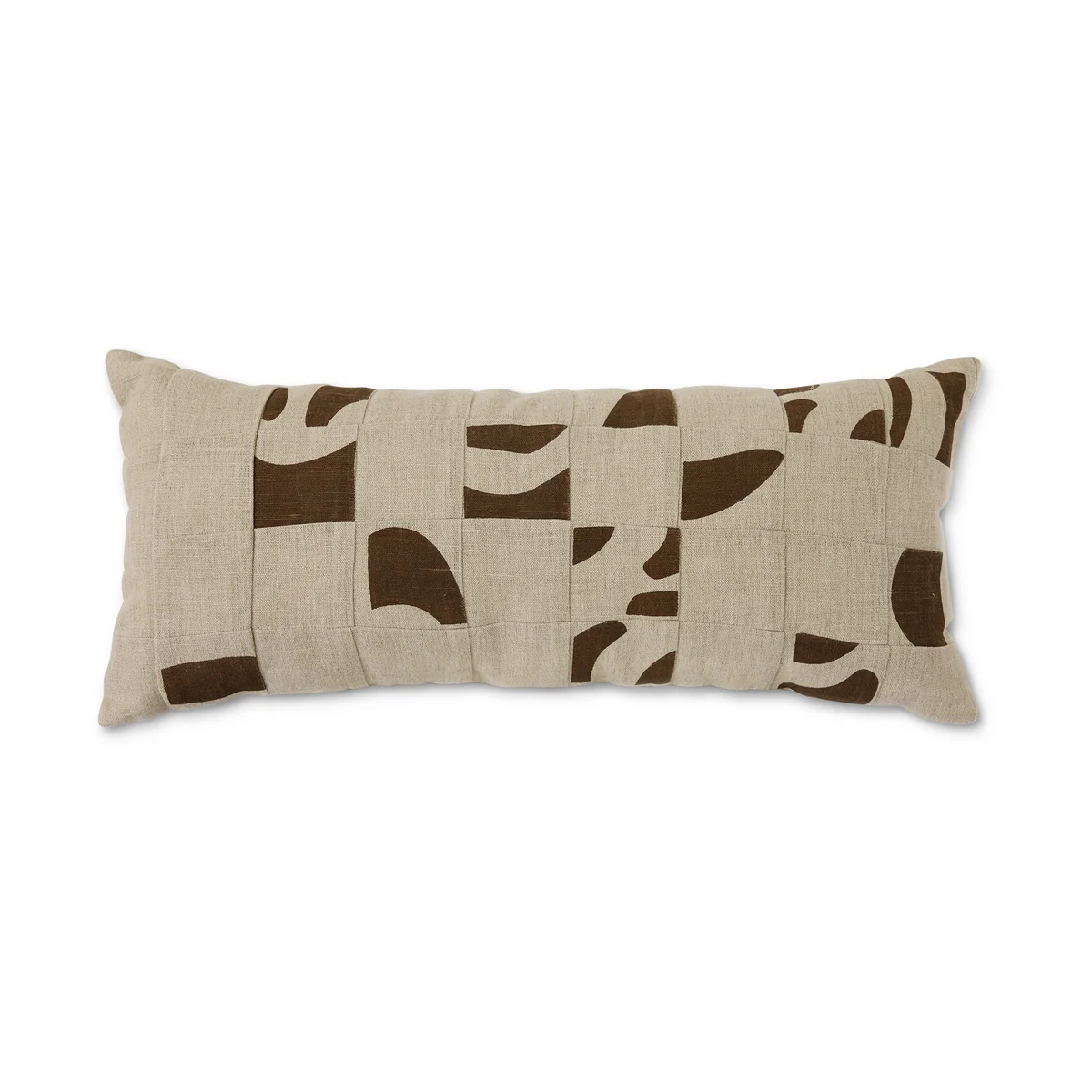 HKliving - Natural Patched Kissen, 70 x 30 cm, beige / braun