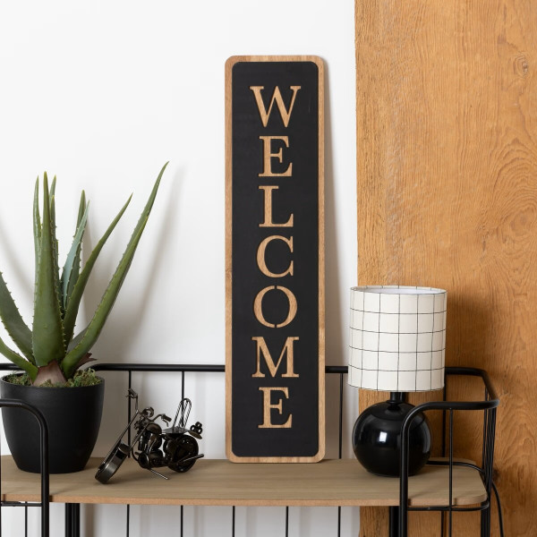 Dekoracja ścienna welcome 57x14 cm czarna/brązowa