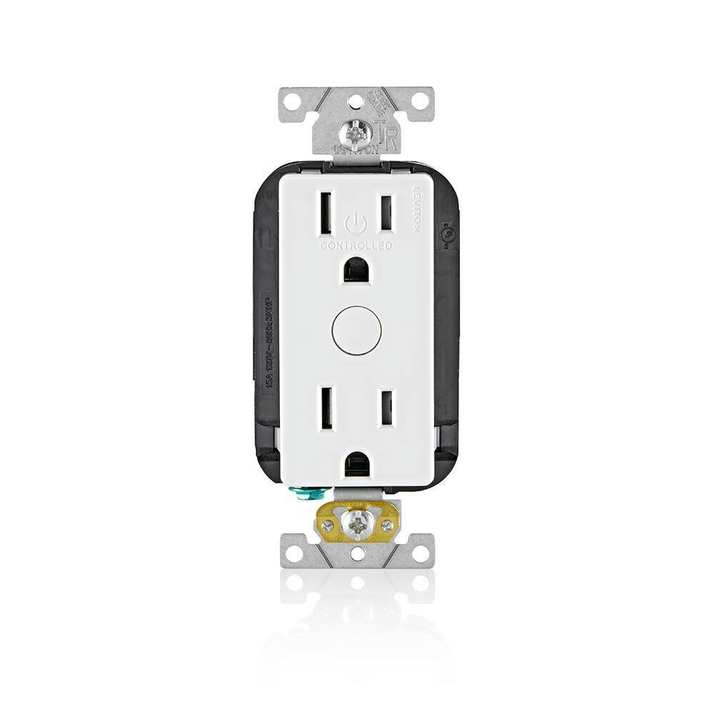 Leviton D215R-742 Decora Smart Wi-Fi Tamper-Resistant Outlet, 15A, 120V, 2nd Gen, White, No Hub Required