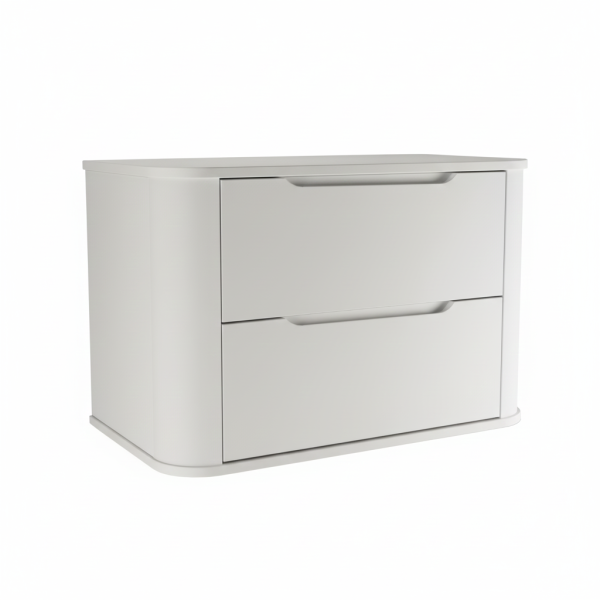Biały Zestaw do Łazienki 80cm Szafka z Blatem Słupek Zaokrąglenia Oval
