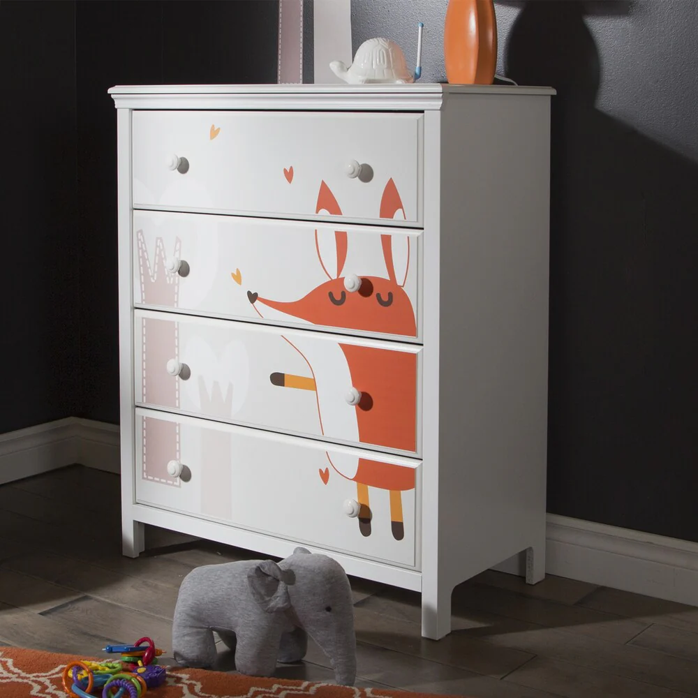 South Shore Cotton Candy 4-drawer Chest with Fox Ottograff