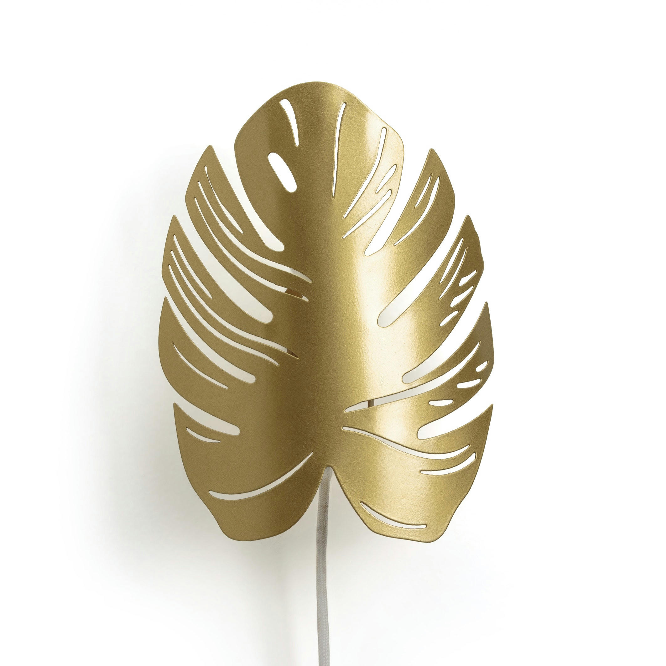 Applique feuille métal fer laitonné Monstera