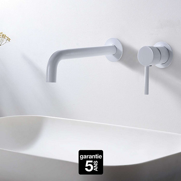 Mitigeur de Lavabo Encastré Anti-Calcaire Blanc Mat IMEX ETNAGLT023/BL