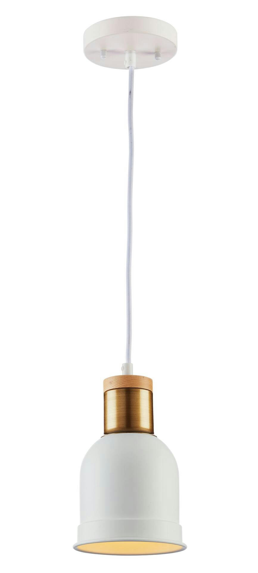 For Living Frosted Metal Shade Ceiling Pendant Light Fixture, White/Wood/Gold