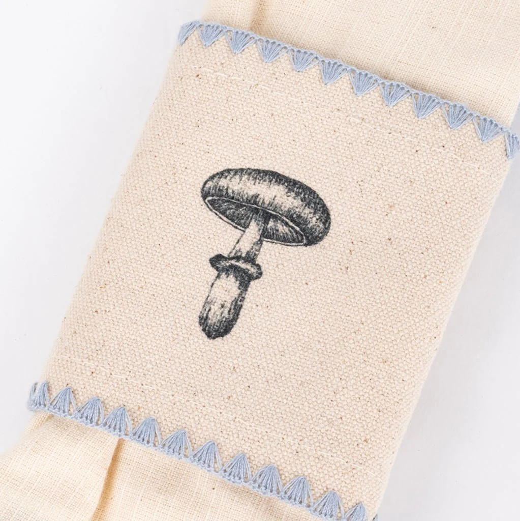 Anel com Guardanapo de Algodão Cogumelo Azul PORTOBELLO