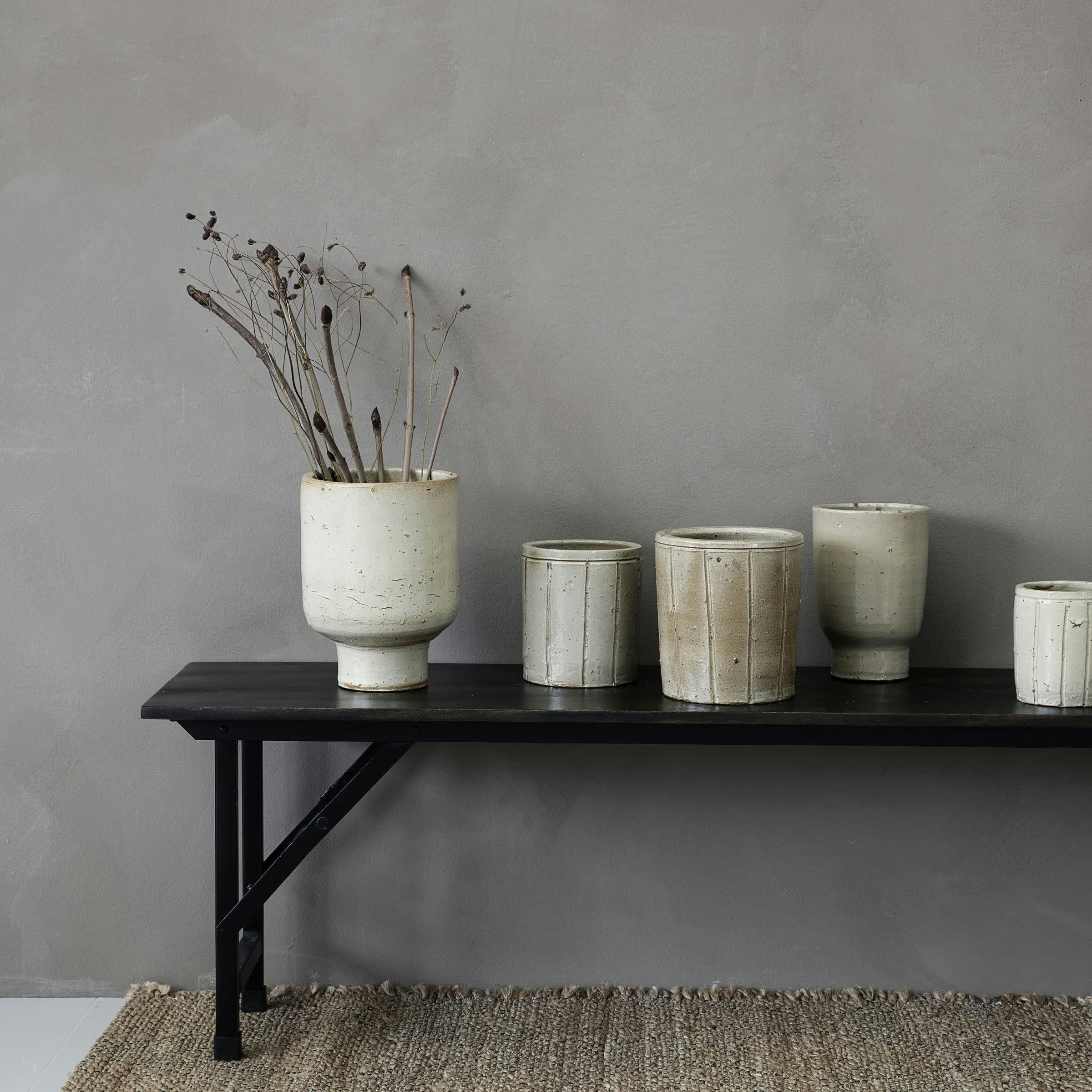 JULIAN - Cache-pot en grès beige H17