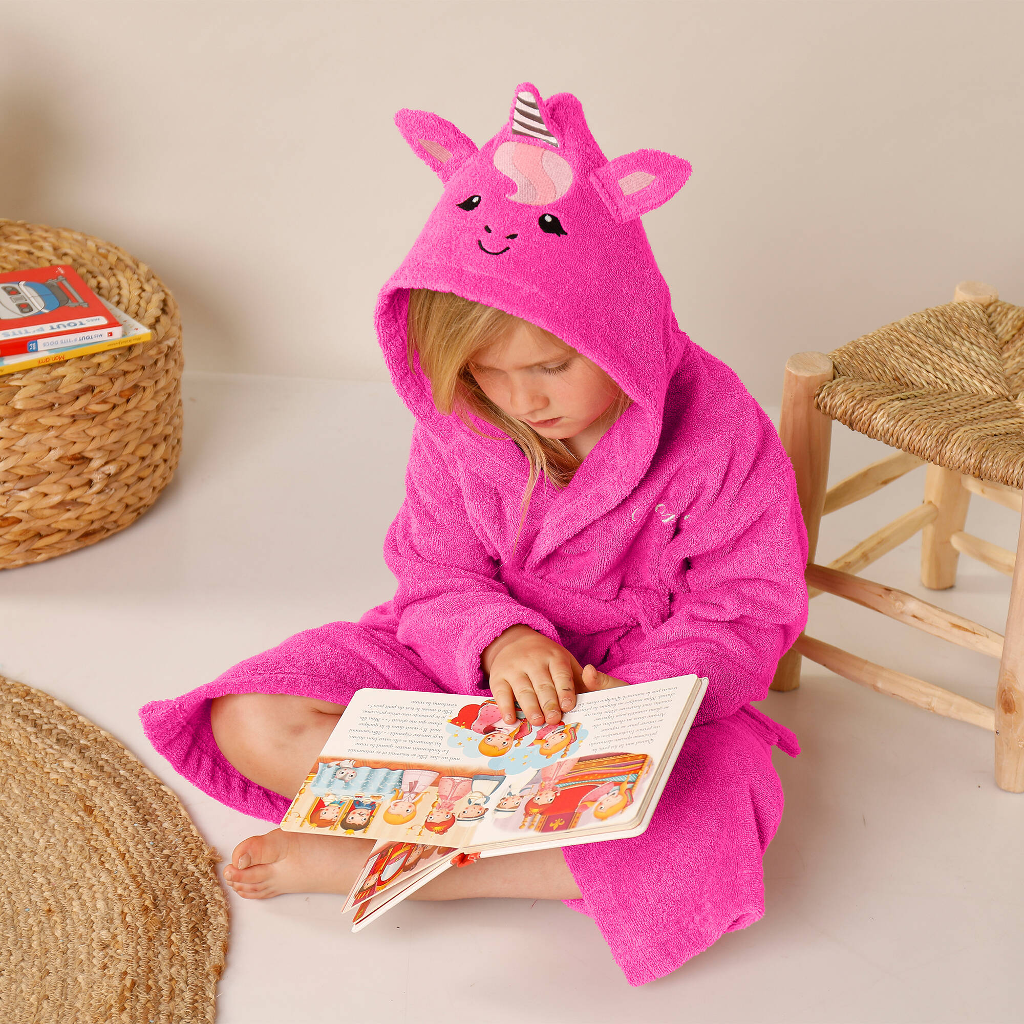 Peignoir de bain enfant personnalisable licorne à capuche