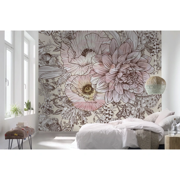 Vliestapete, Blumen, bunt