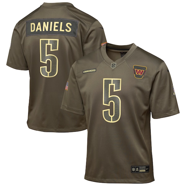 Jayden Daniels Washington Commanders Nike Youth 2025 Salute to Service Game Jersey - Olive
