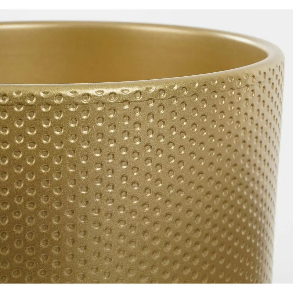 Mica Decorations Bloempot - goudkleurig - relief - keramiek - 14 cm