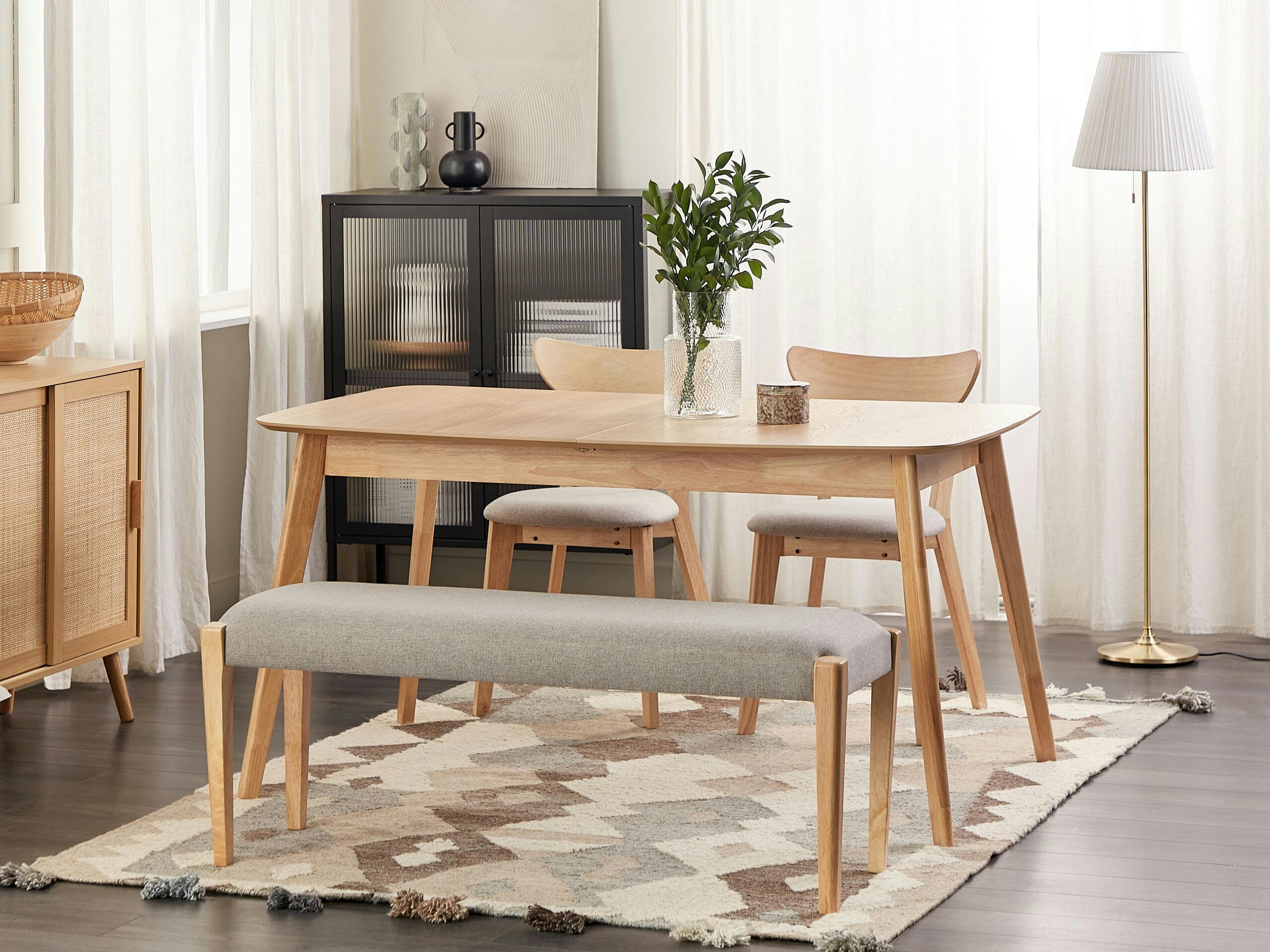 ELYRIA - Banquette de salle à manger bois ton clair et gris