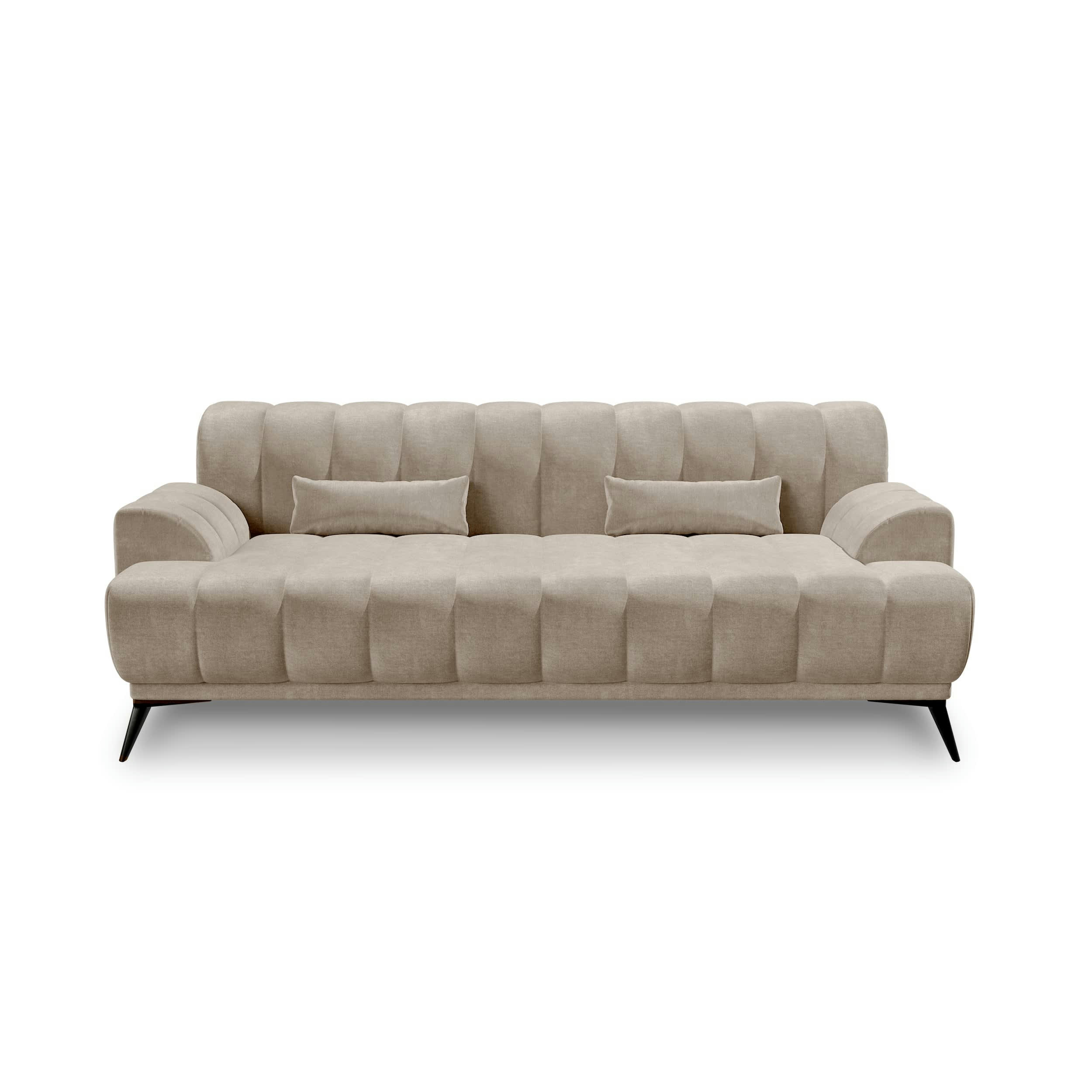 NOAH - Canapé 3 places  tissu velours taupe